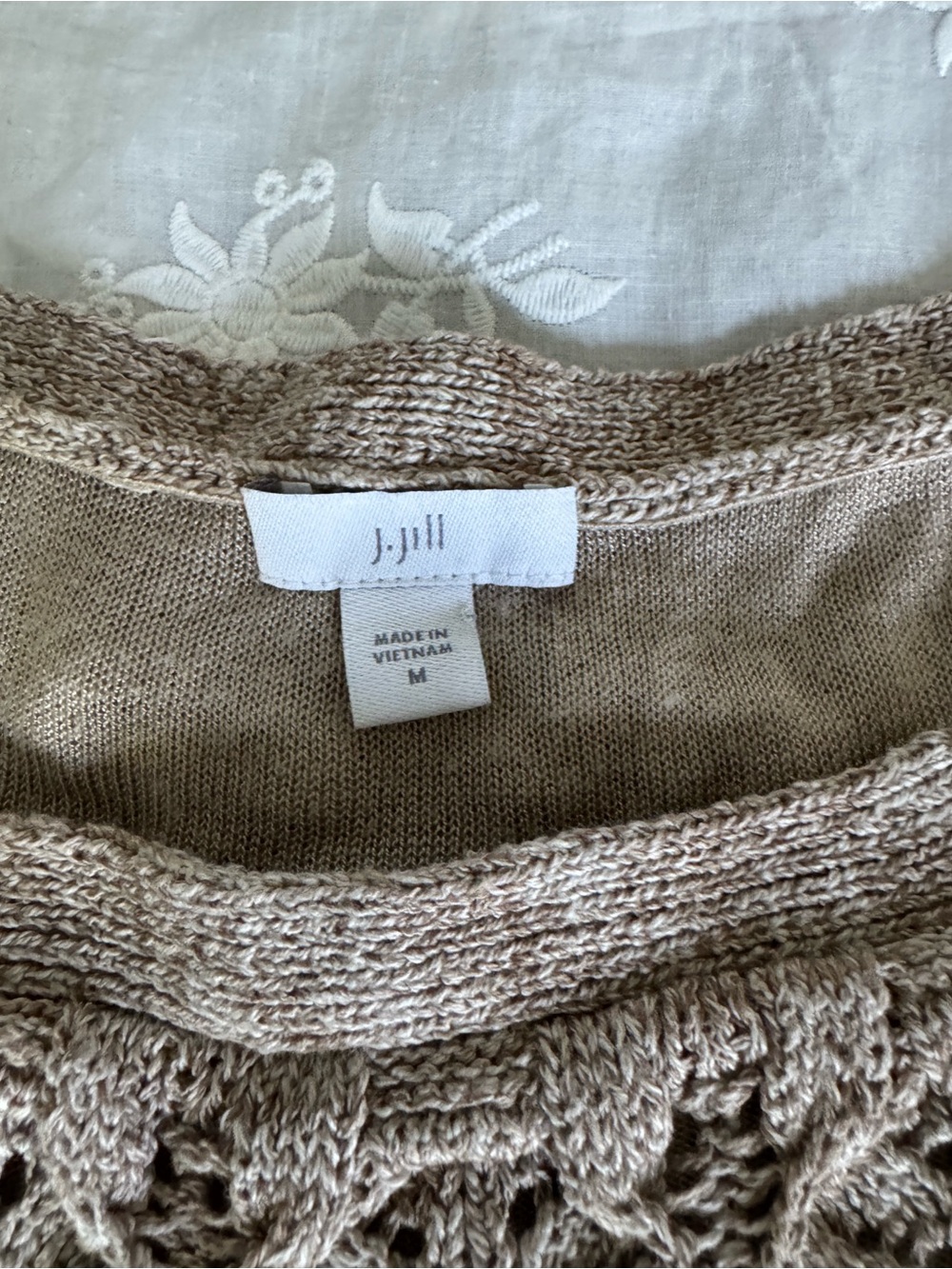 J. Jill Crochet Knit Tank Top in Khaki - Picture 3 of 8